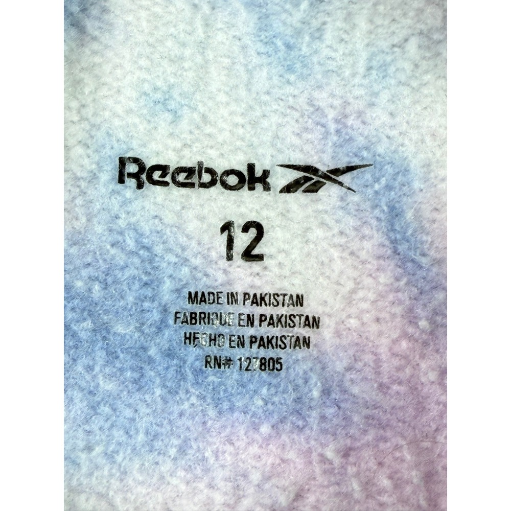 Reebok Tie Dye Hoodie Sweatshirt Pullover Blue Pink White Youth Size 12 - Picture 6 of 11